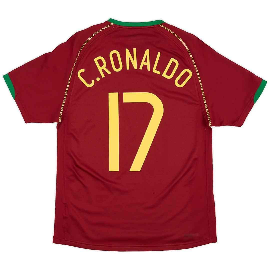 C.RONALDO-17-Portugal-Retro-Home-Jersey-World-Cup-2006.jpg Portugal Soccer Jersey Home World Cup Retro 2006 (C.RONALDO #17) - Image 1